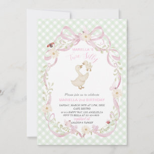 Invitación Elegante acuarela uno cumpleaños 2 años ganso tont