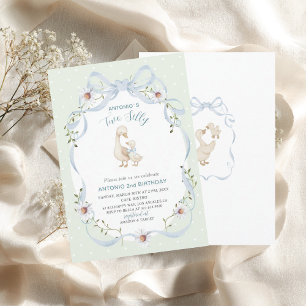 Invitación Elegante acuarela uno cumpleaños 2 años tonto gans