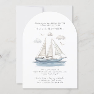 Invitación Elegante acuarela Vela Yacht Bridal Shower