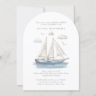 Invitación Elegante acuarela Vela Yacht Bridal Shower