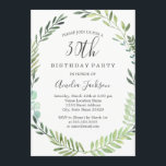 Invitación Elegante acuarela verde 30 cumpleaños<br><div class="desc">Más invitaciones de cumpleaños de bonito en la Pequeña Tienda Bayleigh!</div>