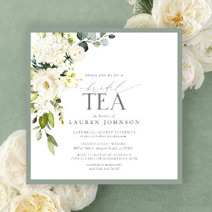 Invitación Elegante acuarela verde Floral Bridal Tea Ducha