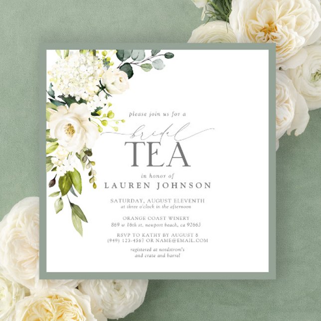 Invitación Elegante acuarela verde Floral Bridal Tea Ducha (Subido por el creador)