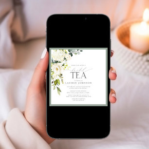 Invitación Elegante acuarela verde Floral Bridal Tea Ducha