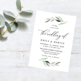 Invitación Elegante acuarela Verde Leaf Spring Wedding