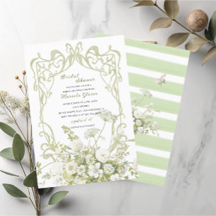 Invitación Elegante acuarela verde pastel floral Boda Show