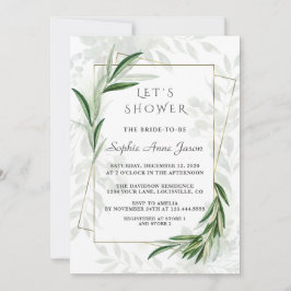 Invitación Elegante acuarela Verdor Dorado Ducha Nodal