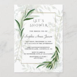 Invitación Elegante acuarela Verdor Dorado Ducha Nodal