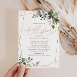 Invitación Elegante acuarela Verdor Dorado Ducha Nodal<br><div class="desc">Esta elegante colección de Boho Greenery presenta hojas de color agua mezcladas con un elegante tipo de letra sans y un delicado tipo de letra sans en negro,  con un monograma en la parte posterior. Elementos coincidentes disponibles.</div>