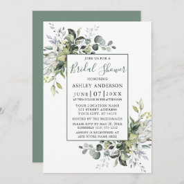 Invitación Elegante acuarela Verdor Ducha Sage Verde
