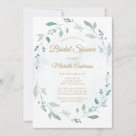 Invitación Elegante acuarela Verdor Leaf Bridal Ducha