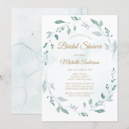 Invitación Elegante acuarela Verdor Leaf Bridal Ducha