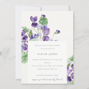 Invitación Elegante acuarela Violeta Floral Bridal Ducha