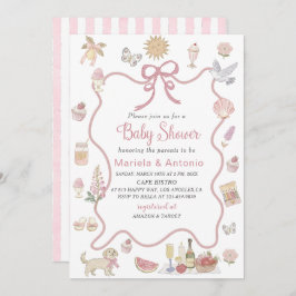 Invitación Elegante acuarela Whimsical Summer Doodles Baby
