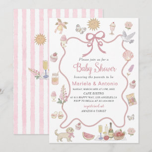Invitación Elegante acuarela Whimsical Summer Doodles Baby