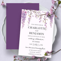 Elegante acuarela Wisteria Branch Garden Wedding