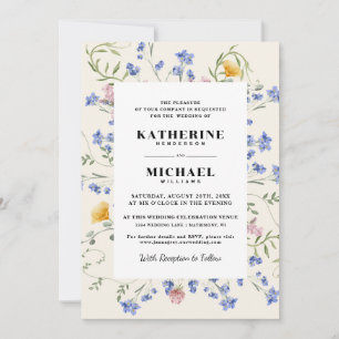 Invitación Elegante acuarela Wldflowers Meadow Boda