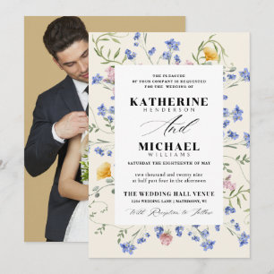 Invitación Elegante acuarela Wldflowers Meadow Details RSVP