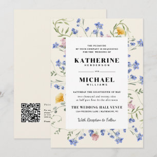 Invitación Elegante acuarela Wldflowers Meadow RSVP Boda