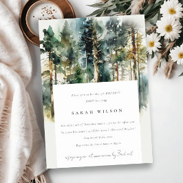 Invitación Elegante acuarela Woodland Forest Birthday