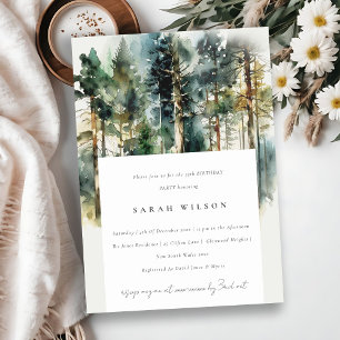 Invitación Elegante acuarela Woodland Forest Birthday