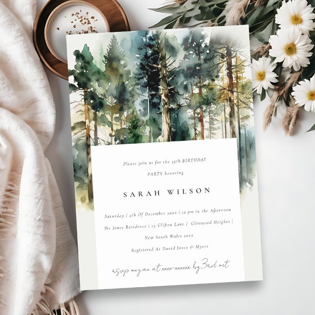 Invitación Elegante acuarela Woodland Forest Birthday (Subido por el creador)