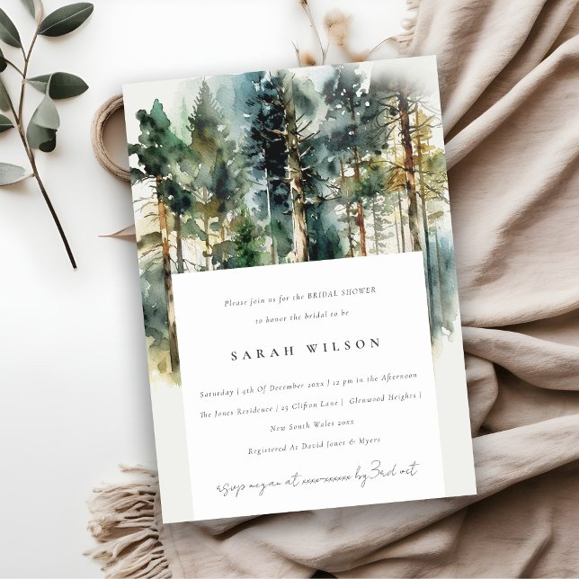 Invitación Elegante acuarela Woodland Forest Bridal Shower (Subido por el creador)