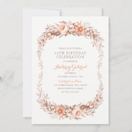 Invitación Elegante Adulto 30. Fiesta de cumpleaños Floral Ca