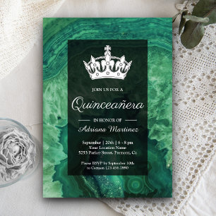 Invitación Elegante Agata Verde Moderna Quinceañera