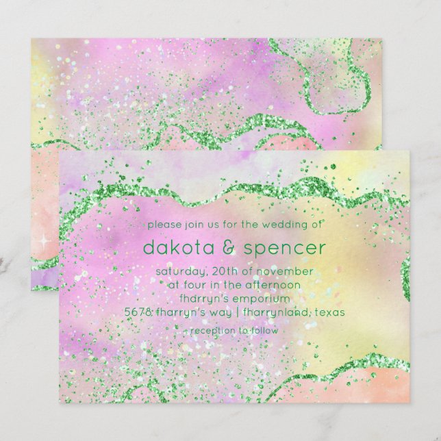 Invitación Elegante Agate de Primavera | Bonito Boda acuarela (Anverso / Reverso)