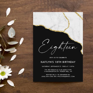 Invitación Elegante Agate & Marble 18º cumpleaños