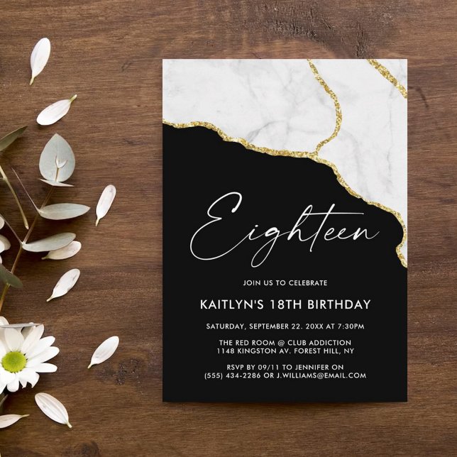 Invitación Elegante Agate & Marble 18º cumpleaños (Subido por el creador)