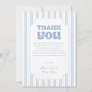 Invitación Elegante Agradecimiento de Baby Shower con Rayas d