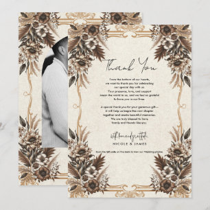 Invitación Elegante Agradecimiento de Boda Bohemio Floral Vin