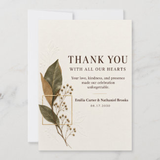 Invitación Elegante Agradecimiento de Boda Botánico Herbarium