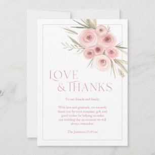 Invitación Elegante Agradecimiento de Boda Floral Rosa
