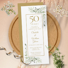 Invitación Elegante agua floral verde para aniversario de oro
