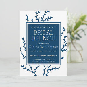 Invitación Elegante Alga Azul - Brunch Nupcial de Estilo Cost
