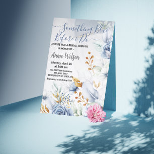 Invitación elegante Algo azul antes de ducharse de novia
