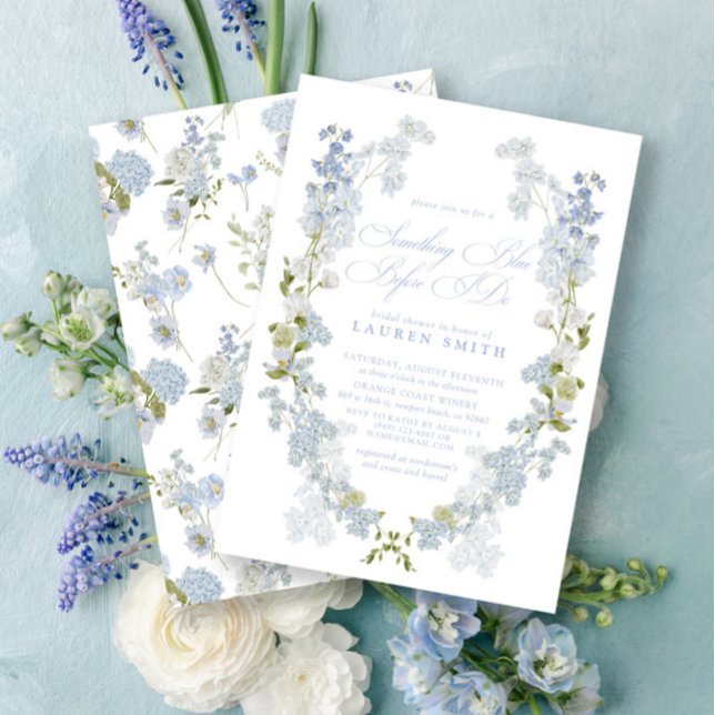 Invitación Elegante Algo Azul Antes De Hacer Ducha Bridal (Subido por el creador)