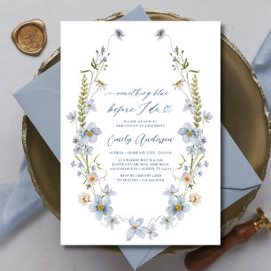 Invitación Elegante Algo Azul Antes De Hacer Ducha Bridal
