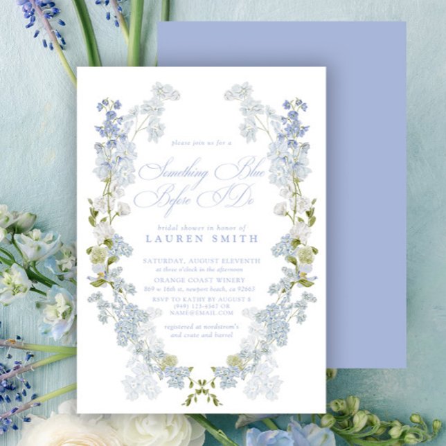 Invitación Elegante Algo Azul Antes De Hacer Ducha Bridal (Subido por el creador)
