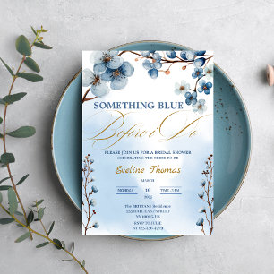 Invitación Elegante Algo Azul Antes De Hacer Ducha Bridal