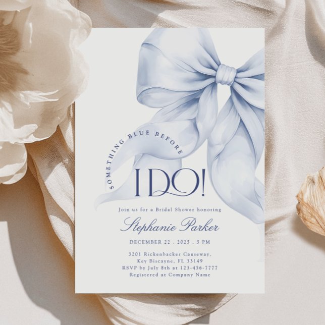 Invitación Elegante Algo Azul Bow Ducha Bridal (Subido por el creador)