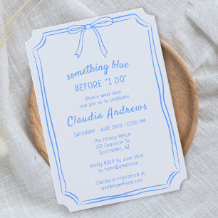 Invitación Elegante "Algo Azul" Bow Sketch Bridal Shower