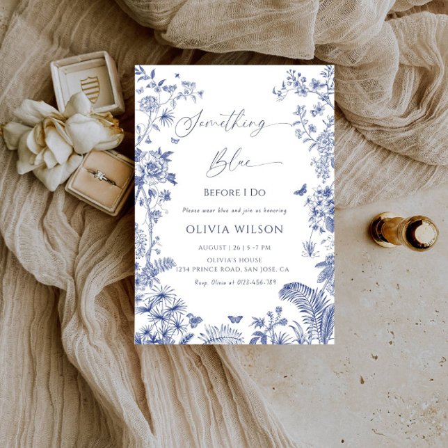 Invitación Elegante Algo Azul Bridal Ducha-Floral Moderna (Subido por el creador)