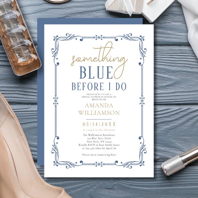 Invitación Elegante Algo Azul Script Ducha Bridal (Subido por el creador)