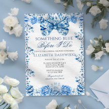 Elegante Algo Floral Azul Bow Bridal Shower