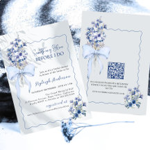 Elegante Algo Floral Azul Código QR Bridal Showe