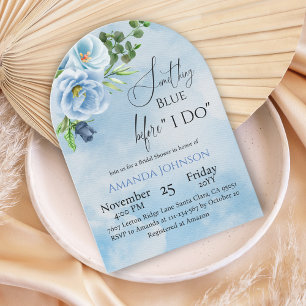 Invitación Elegante Algo Floral Azul Ducha Bridal